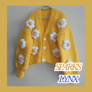 Mustered Yellow Crochet Cardigan With White Flowers