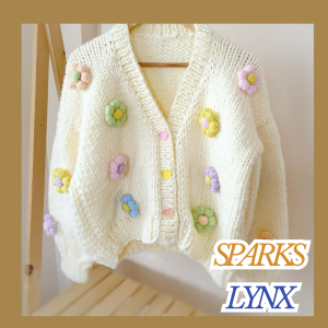 White Crochet Cardigan With Multi Color Flowers