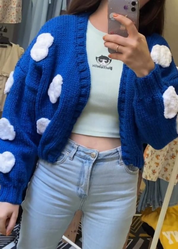 Sky Blue Clouds Crochet Cardigans - Image 2
